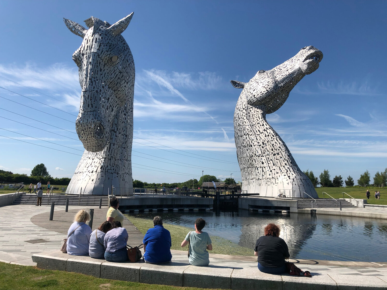 Visiting The Kelpies sculptures in Falkirk on a sunny day