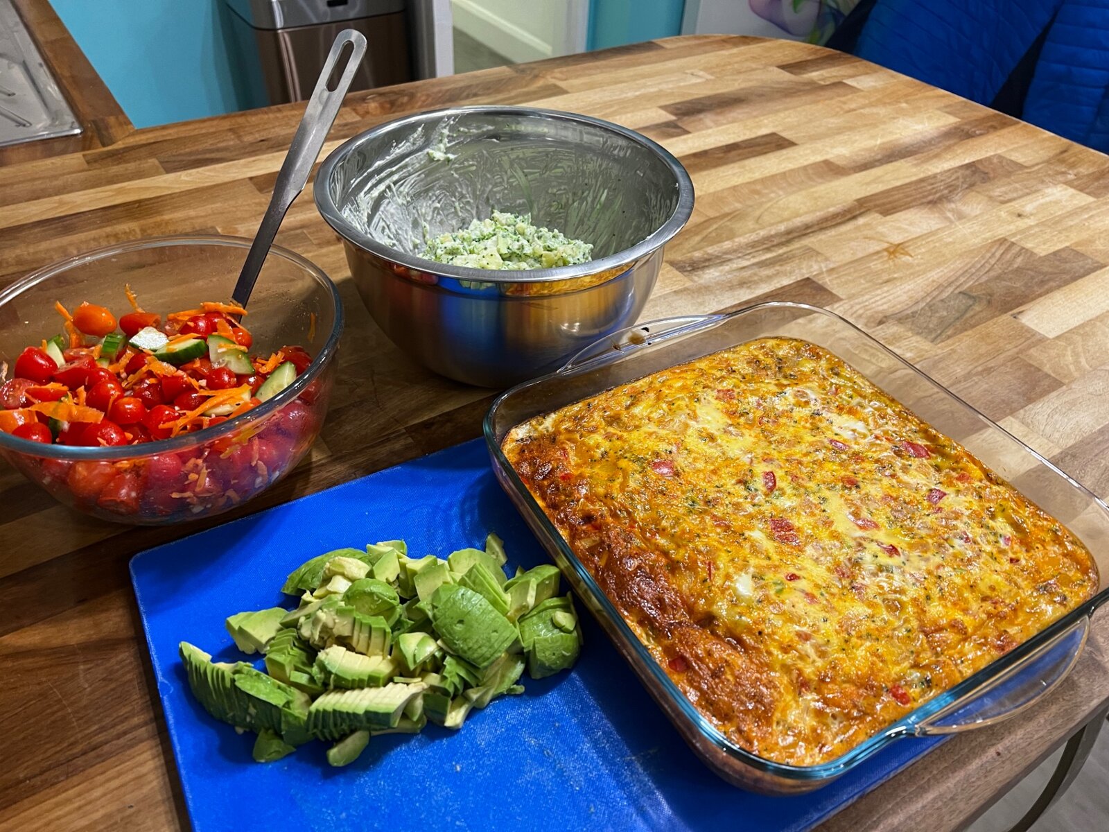 Prepared dishes and ingredients ready to be served